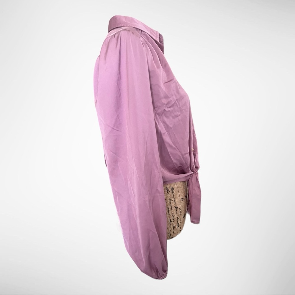 JOIE Women's Satin Purple Long Sleeve Button Down Tie Front Blouse | Small | NWT - Picture 6 of 10